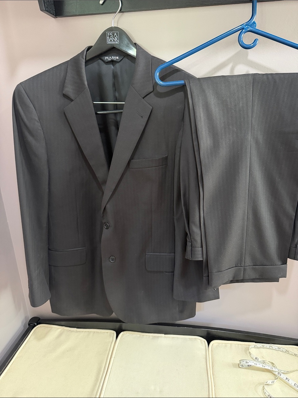 Jos. A. Bank Dark Charcoal Pinstripe Two-Piece Suit